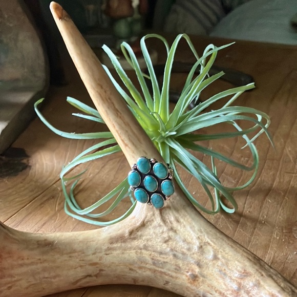 Sterling Silver Turquoise Ring Santa Fe Style Size 6 - Picture 5 of 15